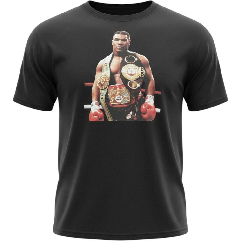 Mike Tyson Graphic T-Shirt Mens XL Black Boxing Iron Mike Championship Belts Tee